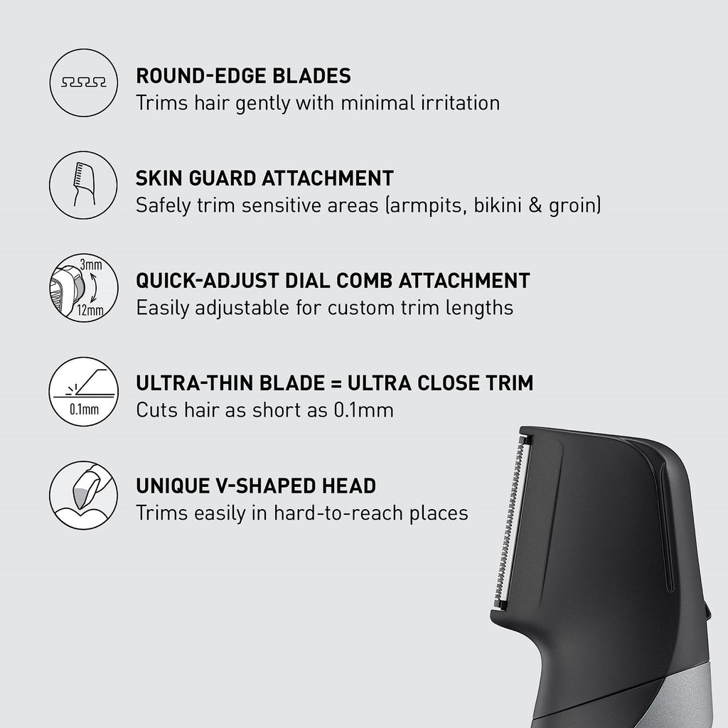 Panasonic Body Groomer for Men & Women, Unisex Wet/Dry Cordless Electric Body Hair Trimmer for Men & Women w/ 2 Comb Attachments, Multi-Directional Shaving in Sensitive Areas - ER-GK80-S (Black)