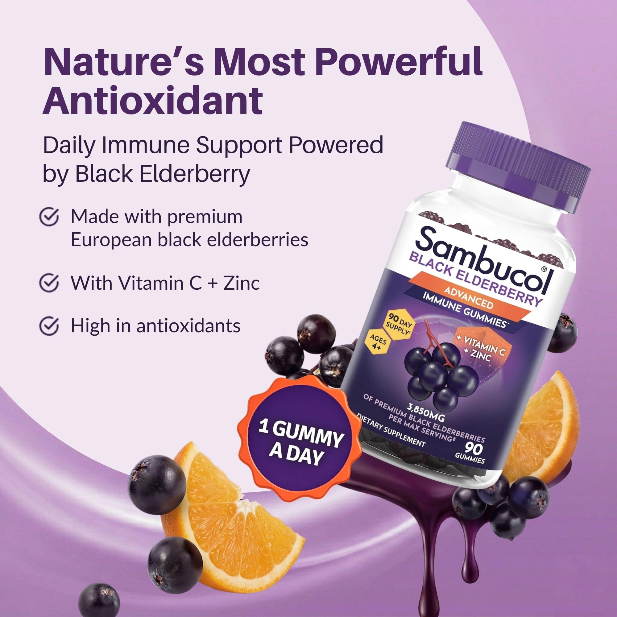 Sambucol Elderberry Gummies - Immune Support Supplement - 90 Count