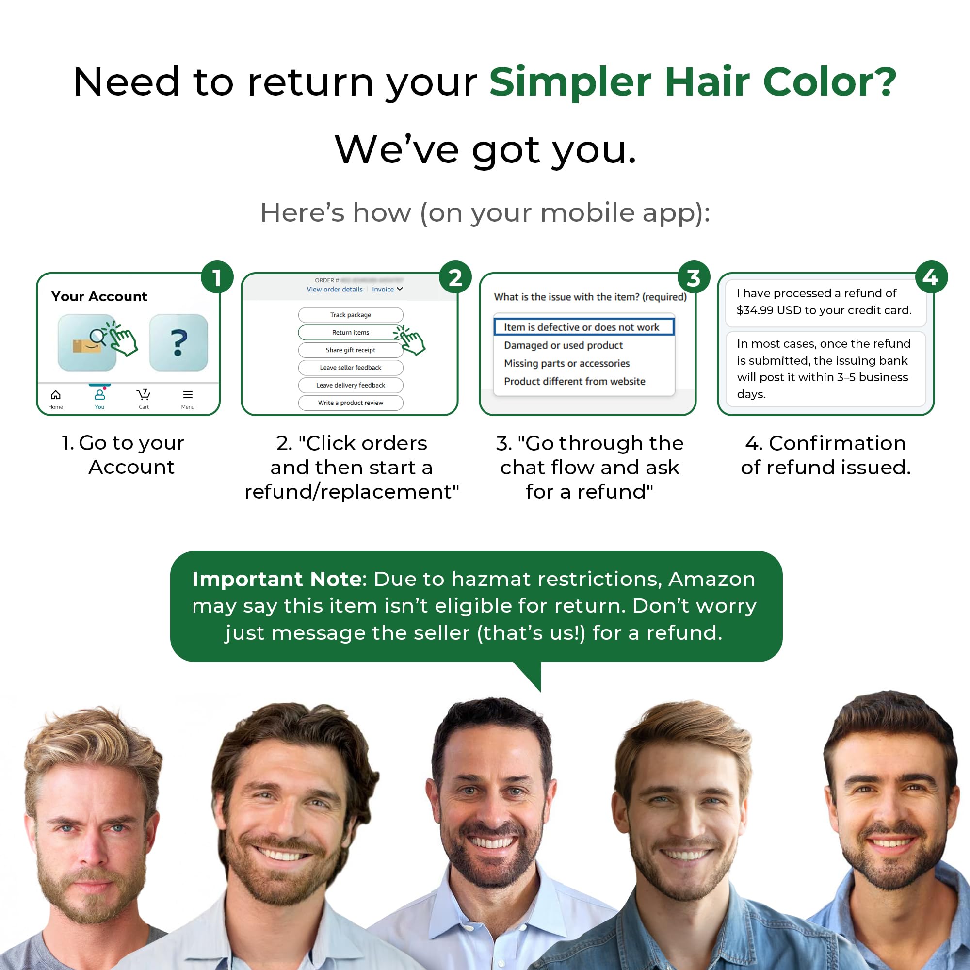 Simpler Men's Hair Color Kit - Full Gray Coverage - Natural Black & Beard Dye - Easy Application for 100% Gray Hair - Natural Black