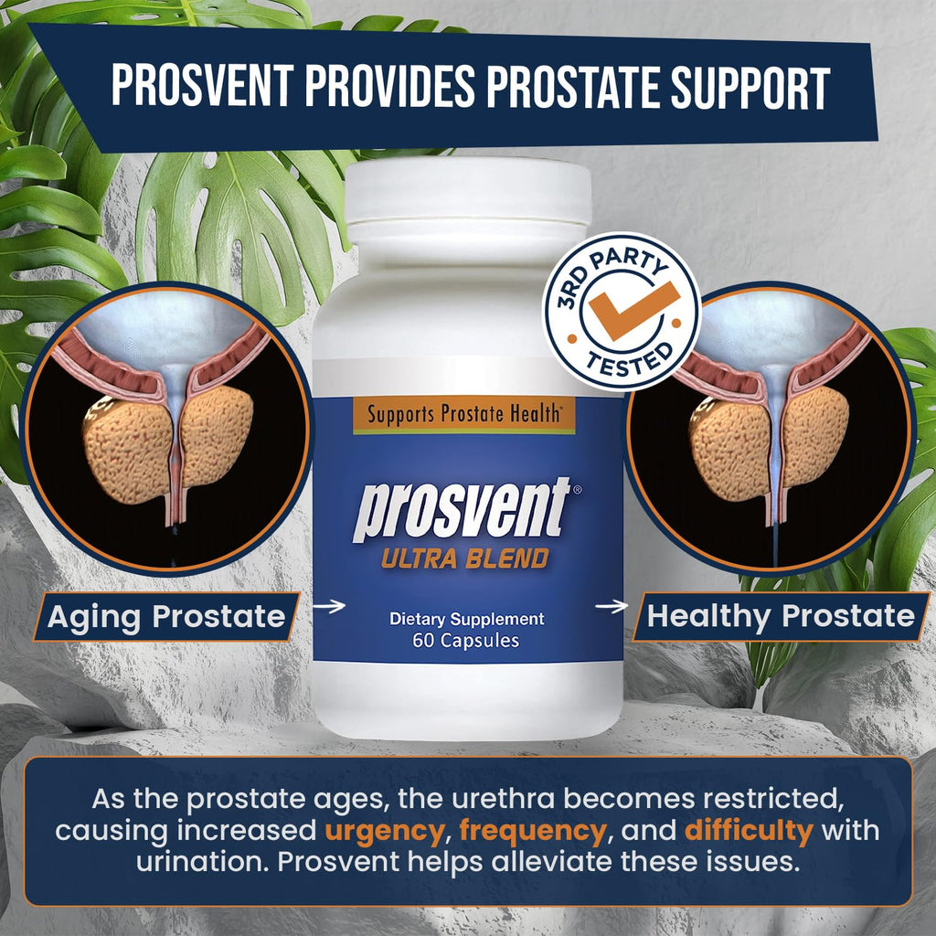 Prosvent Advanced Prostate Support Ultra - Natural Supplement with Saw Palmetto, Pygeum, Lycopene, Stinging Nettle, Beta Sitosterol, Cranberry and More to Ease Urinary Frequency & Urgency (60 Count)