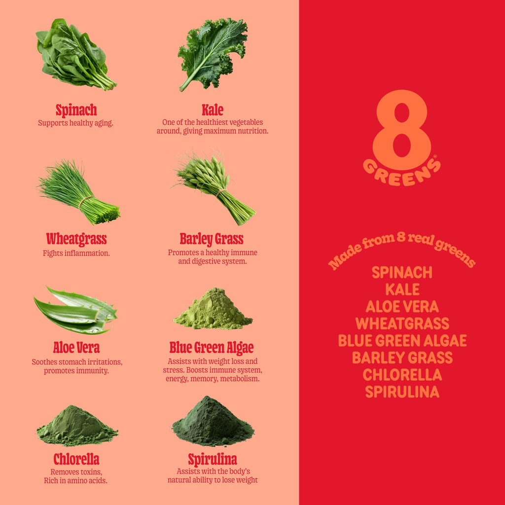 8Greens Supergreens Effervescent Tablets, Blood Orange, 30 Servings