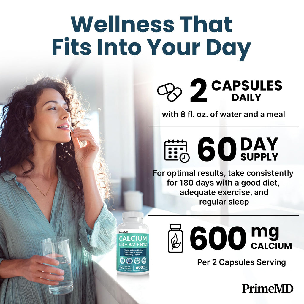 4-in-1 Calcium Supplements for Women and Men - Calcium with Vitamin D3 K2 5000 IU Supplement, 601mg per Serving for Heart, Bones & Body Defenses - Gluten-Free, Vegan-Friendly (240 ct)