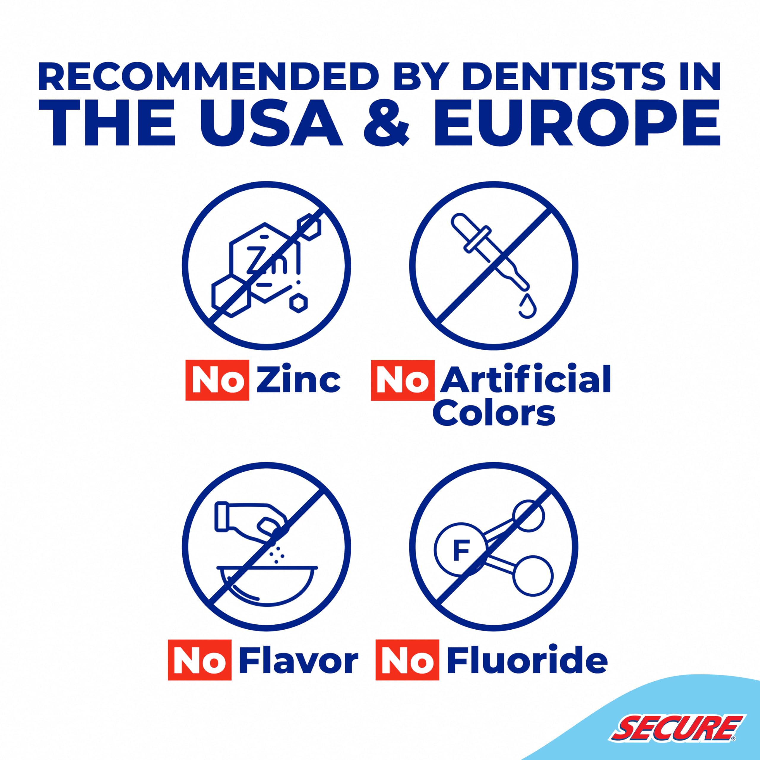 Secure Denture Adhesive Cream for Uppers, Lowers & Partials – Waterproof Seal & Zinc Free – Food Grade Ingredients - Less Adhesive, More Hold - Tube Lasts Up to 8 Weeks - 1.4 Oz (4 Pack)