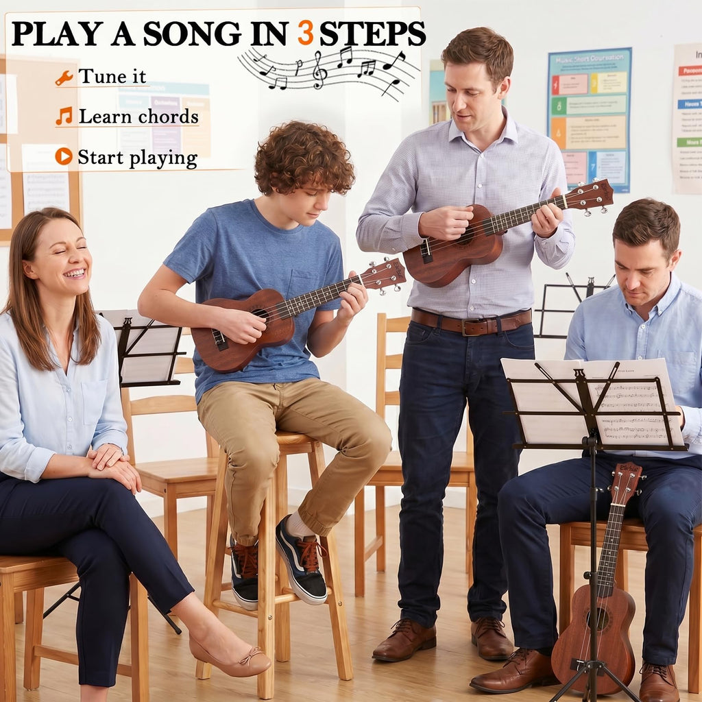 Mahogany Soprano Ukulele Starter Kit - Professional 21 inch w/Free Online Lesson Case Strap Tuner Aquila Strings