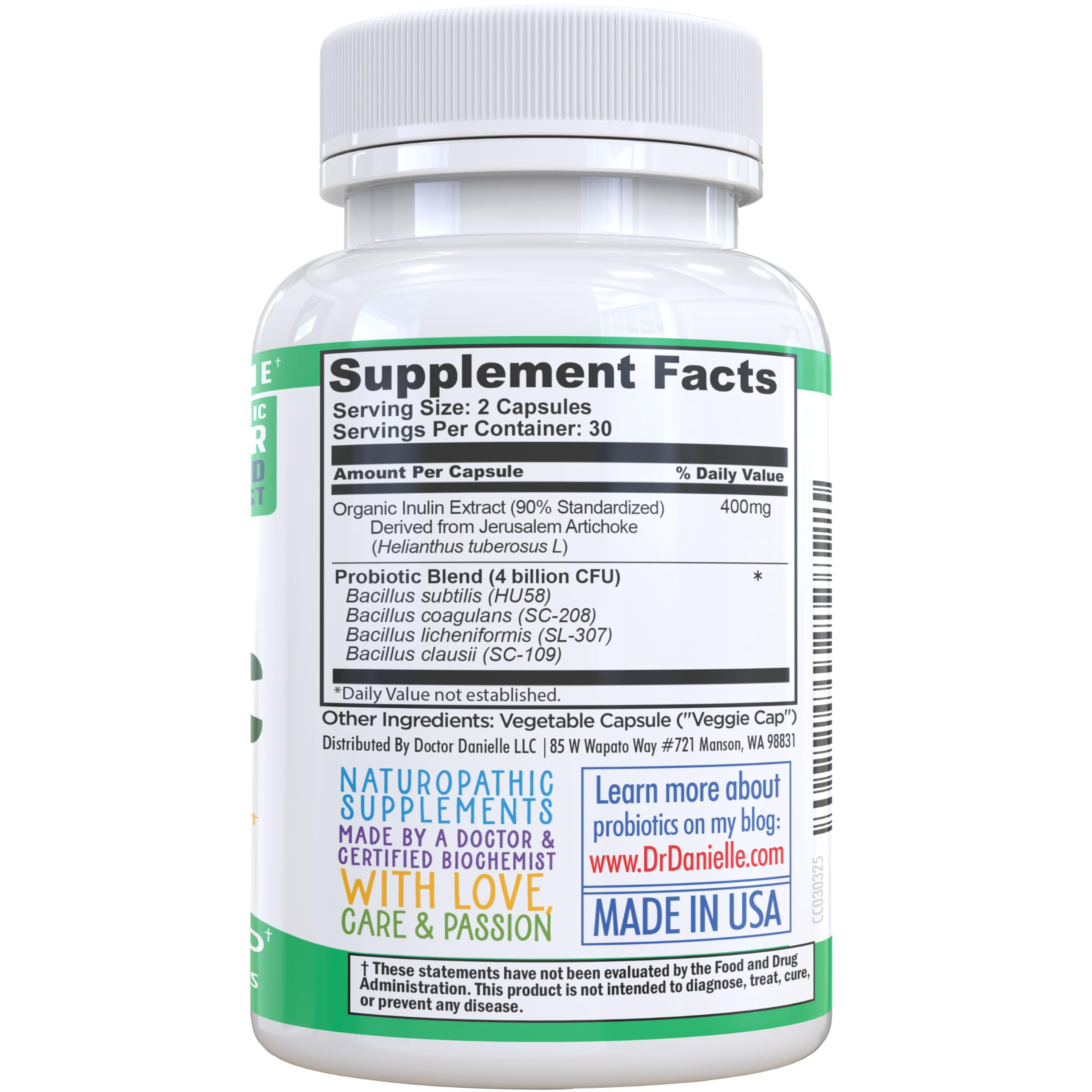 Dr. Danielle Probiotic - Probiotics for Women and Men, Adults by Dr. Danielle - Shelf Stable Probiotic Supplement - No Refrigeration Necessary - Bacillus - 60 Capsules