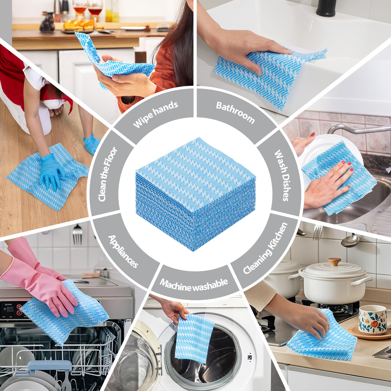 UKEENOR Disposable Dish Cloths,Multi use Reusable Cleaning Cloth,Machine Washable J Cloth,Heavy Duty Handy Cleaning Wipes 13.7" X 15.7" 40 Count