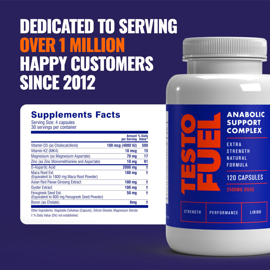 ROAR AMBITION TestoFuel 120 T-Booster Pills - Test Booster for Men - 100% Natural Ingredients - Contributes to Normal Testosterone Levels & Muscle - Vitamin, Fenugreek & Magnesium Booster
