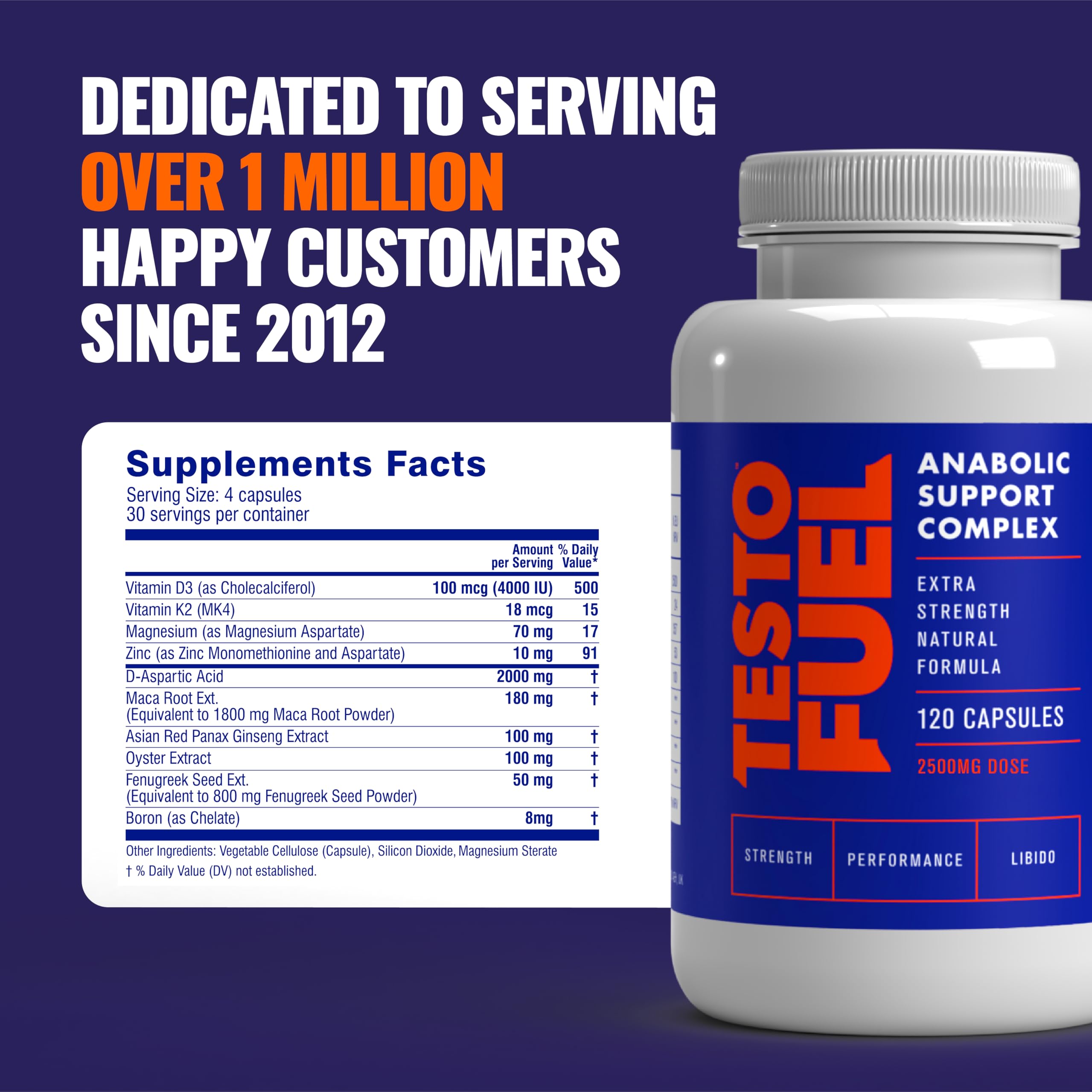 ROAR AMBITION TestoFuel 120 T-Booster Pills - Test Booster for Men - 100% Natural Ingredients - Contributes to Normal Testosterone Levels & Muscle - Vitamin, Fenugreek & Magnesium Booster