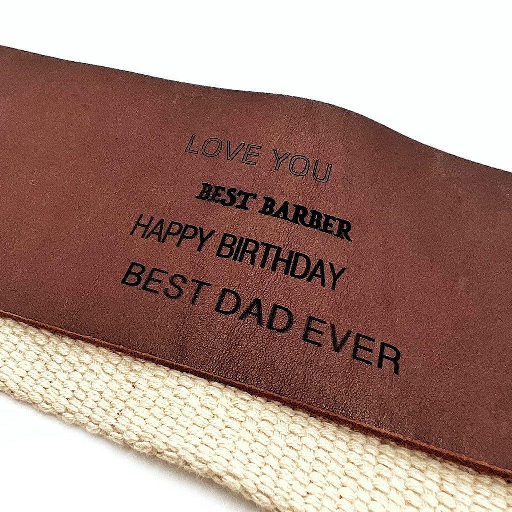 Razor Strop - Barber's Latigo Leather Straight Razor Strop. Dual Strap that will be a Great Addition for Any Straight Razor. PREMIUM LEATHER Strop for Sharpening. (Black Personalized)