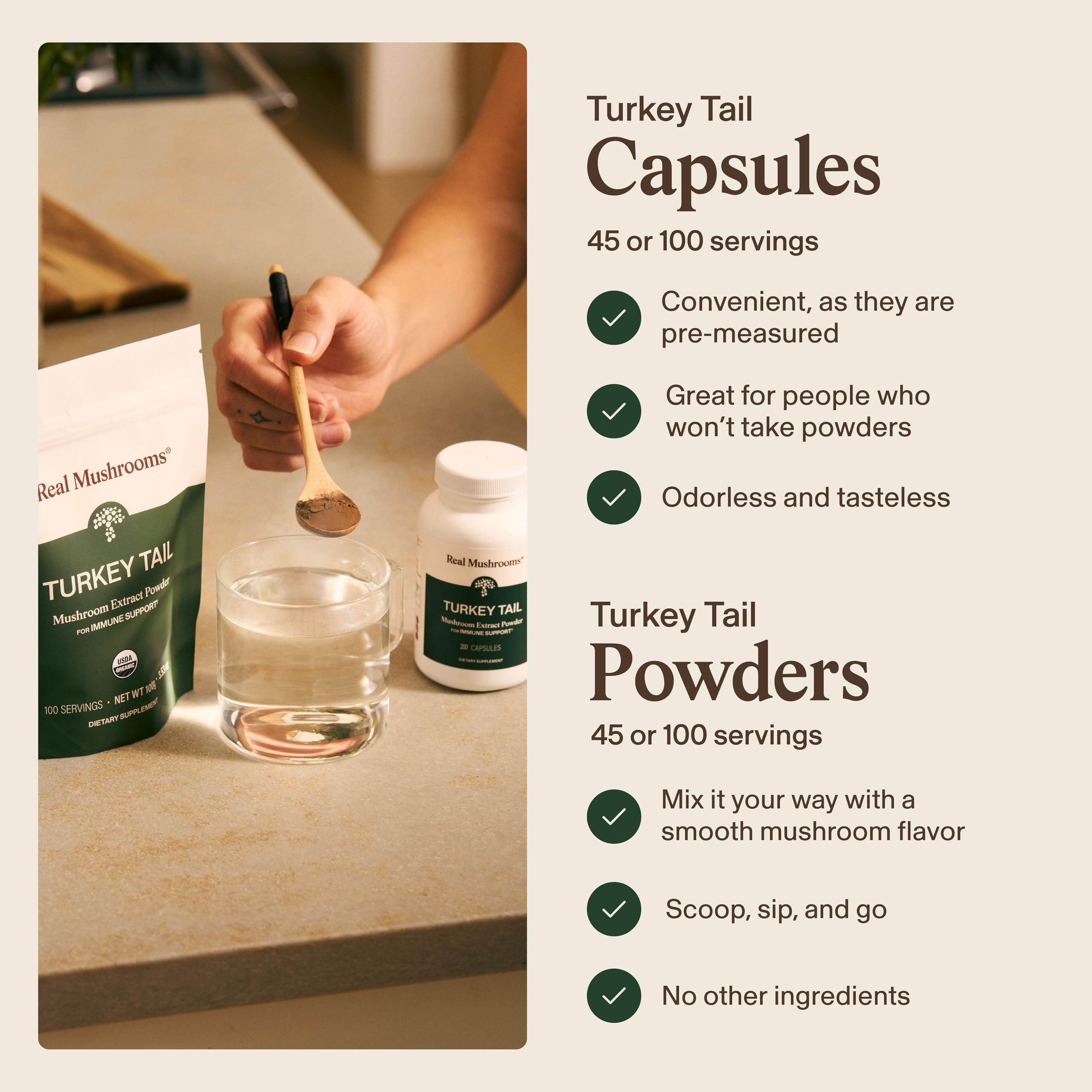 Real Mushrooms Turkey Tail Capsules – Organic Mushroom Extract for Daily Wellness, Gut Harmony, Energy Support – Vegan, Non-GMO, No Fillers – Turkey Tail Extract 200 Count Mushroom Supplement