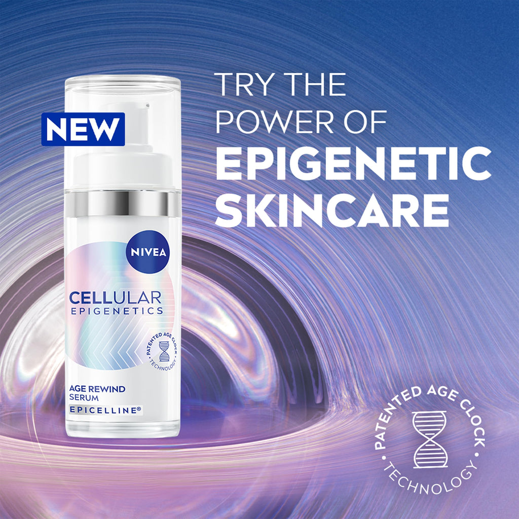 NIVEA Cellular Epigenetics Age Rewind Face Serum with Epicelline – Advanced Anti-Age Face Serum, 30 ml – Hydrating & Firming Formula for Smoother, More Youthful-Looking Skin