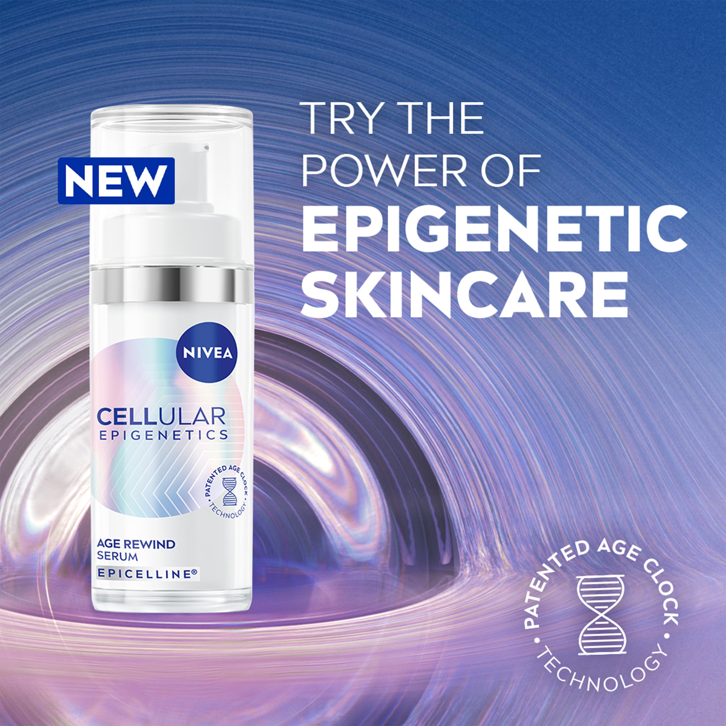 NIVEA Cellular Epigenetics Age Rewind Face Serum with Epicelline – Advanced Anti-Age Face Serum, 30 ml – Hydrating & Firming Formula for Smoother, More Youthful-Looking Skin
