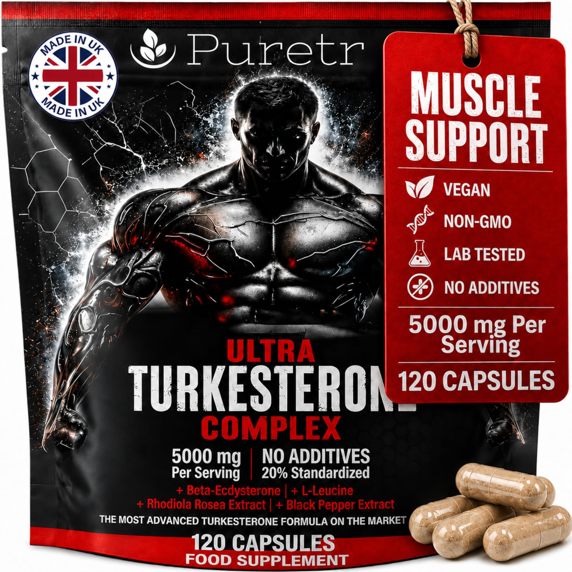 Turkesterone Ultra Complex 5000mg Vegan Capsules, 120 Capsules