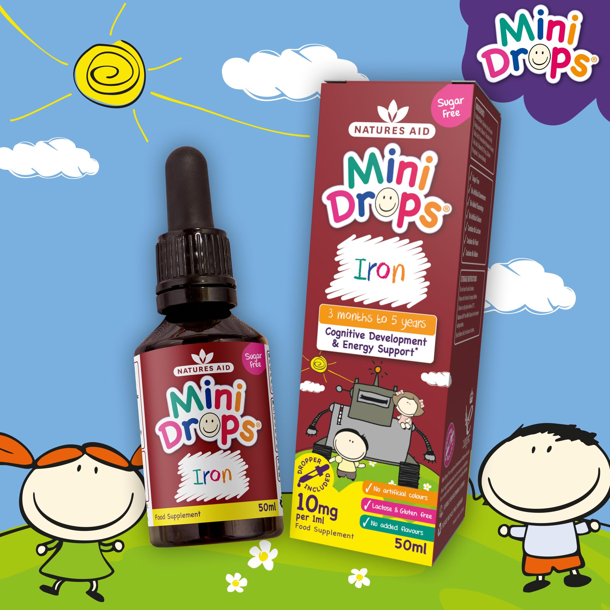 Natures Aid Mini Drops Iron Supplement for Kids & Children - 50ml