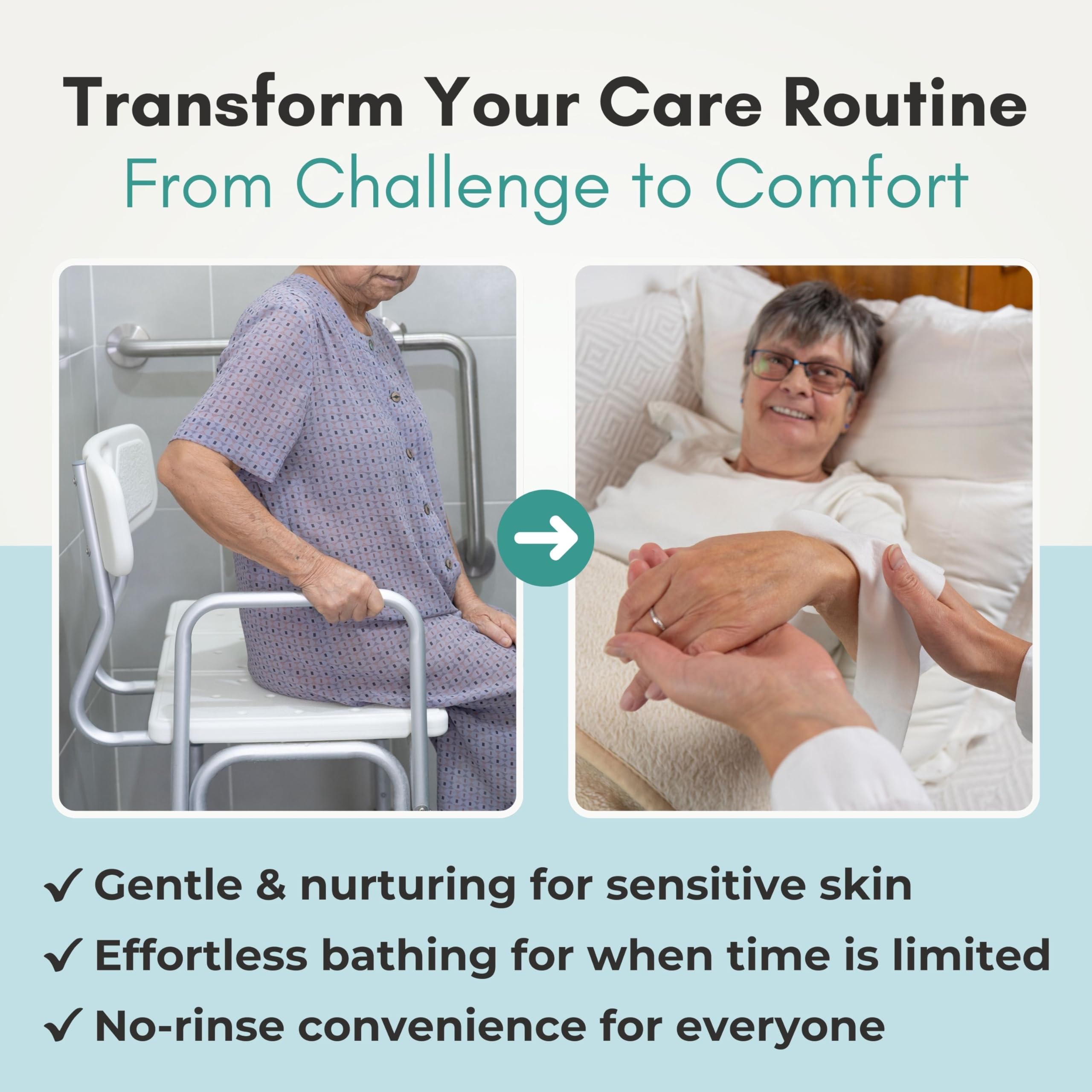 Nurture XL Ultra Thick Body Wipes for Adults w/Aloe | 120 Extra Large Disposable Cloth Wet Cleansing No Rinse Bathing Washcloths, Waterless Shower | Bath Wipe for Women, Men & Elderly