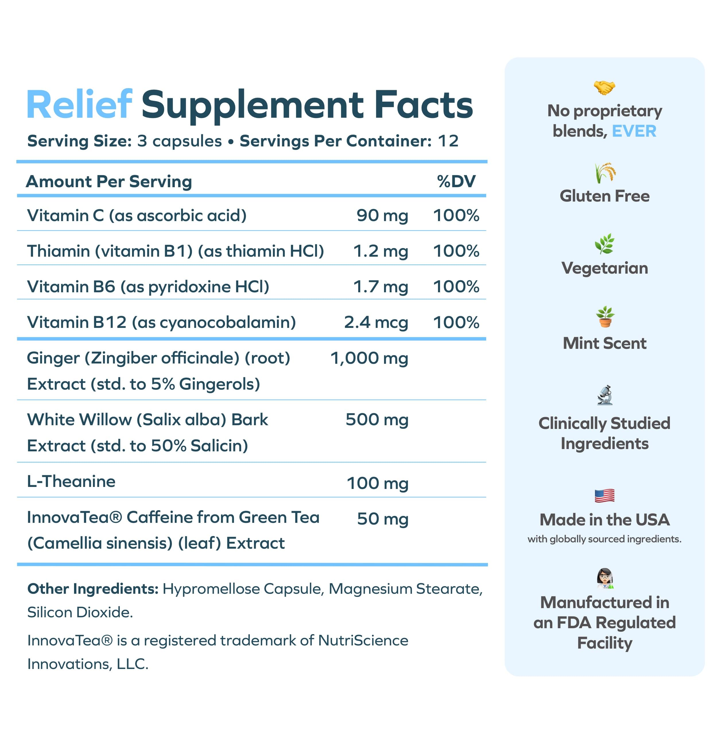 Cheers Relief | Next Morning Aid with Ginger + White Willow Bark | Feel Better After Drinking | 12 Doses | Ginger, White Willow Bark, L-Theanine, Caffeine