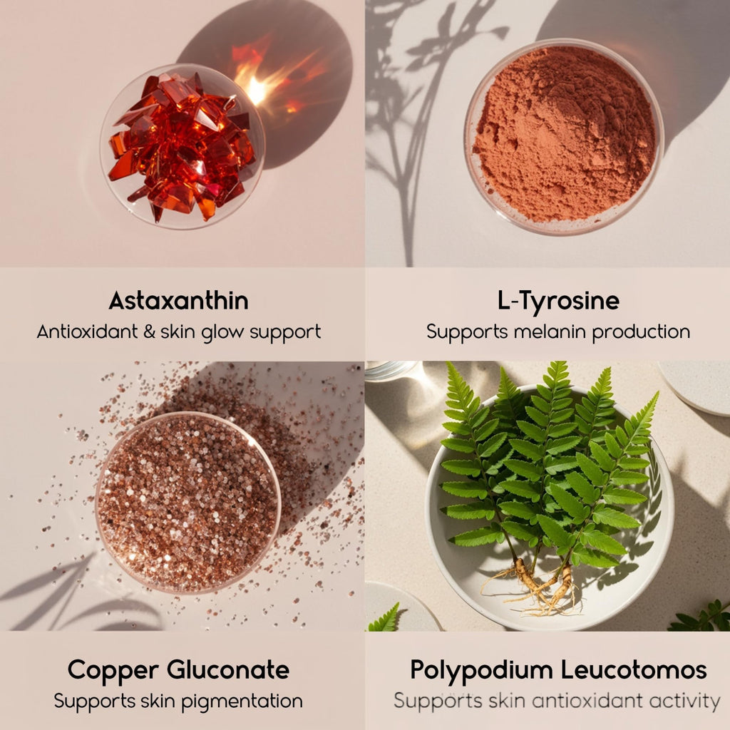 Tanova Tanning Pills – Supports a Natural Golden Glow, Radiant Skin & Anti-Aging – with Astaxanthin, L-Tyrosine, Copper & Polypodium Leucotomos – 60 Capsules