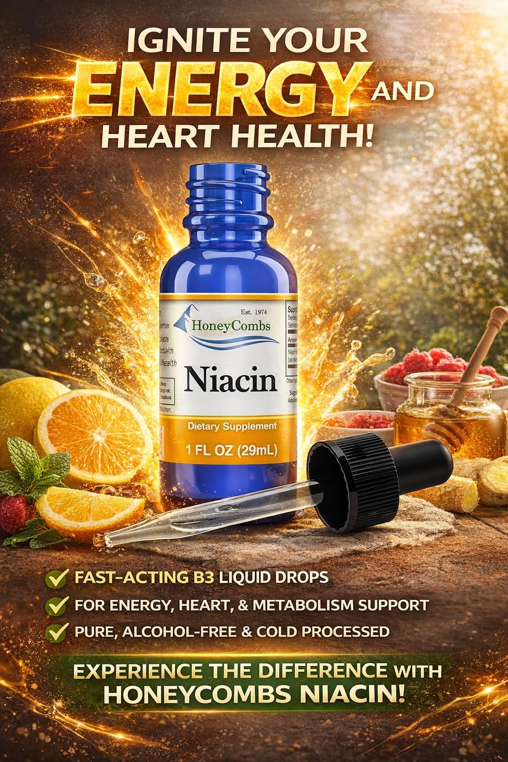 Vitamin B3 Niacin Liquid Drops 1 oz
