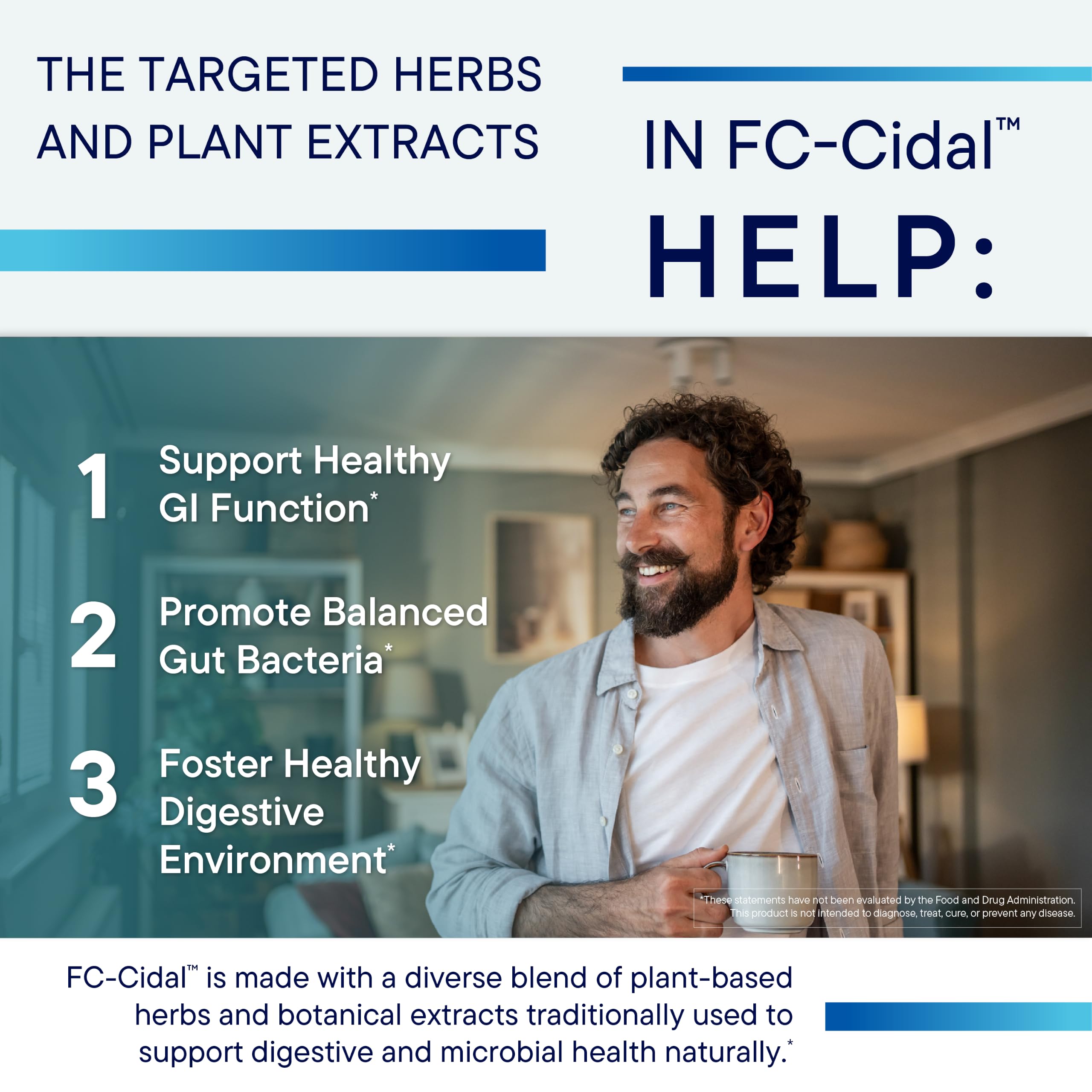 BIOTICS RESEARCH FC Cidal™ Herbal Blend Complete GI Gut Health for Women & Men- 500 mg/Serving - 7 Herbs Proprietary Blend Supplement Supports Healthy GI Function and Microbial Balance 120 Capsules
