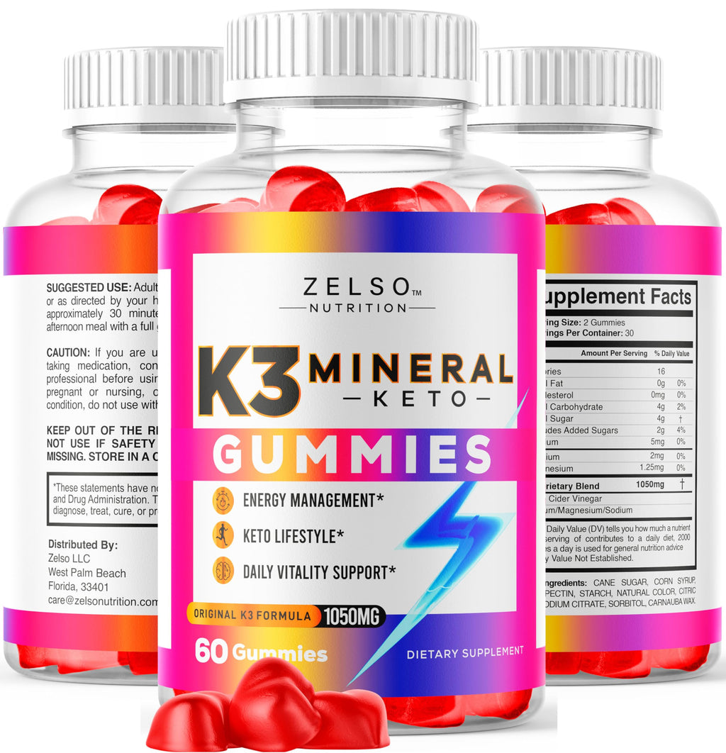 (2 Pack) K3 Mineral Keto Gummies - Keto K3 Mineral Gummies, K3 Mineral Advanced Formula Gummies - K3 Vitamin Supplement, Keto ACV Gummies K3 Mineral Gummy - 120 Gummies for 2 Months