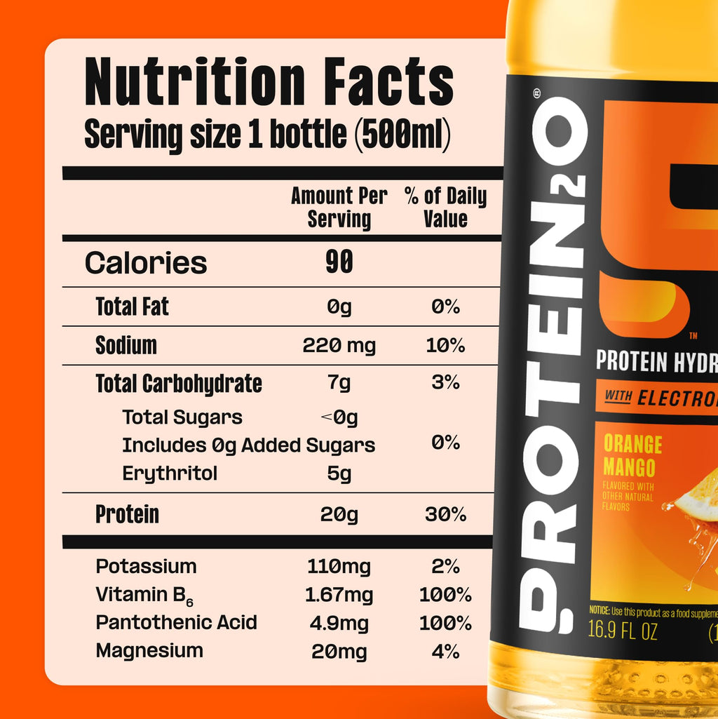 Protein2o 2-in-1 Clear Whey Protein & Electrolyte Beverage, 20g Protein, Gluten-Free, Keto, 16.9 fl oz Bottles (12 Count Variety Pack)