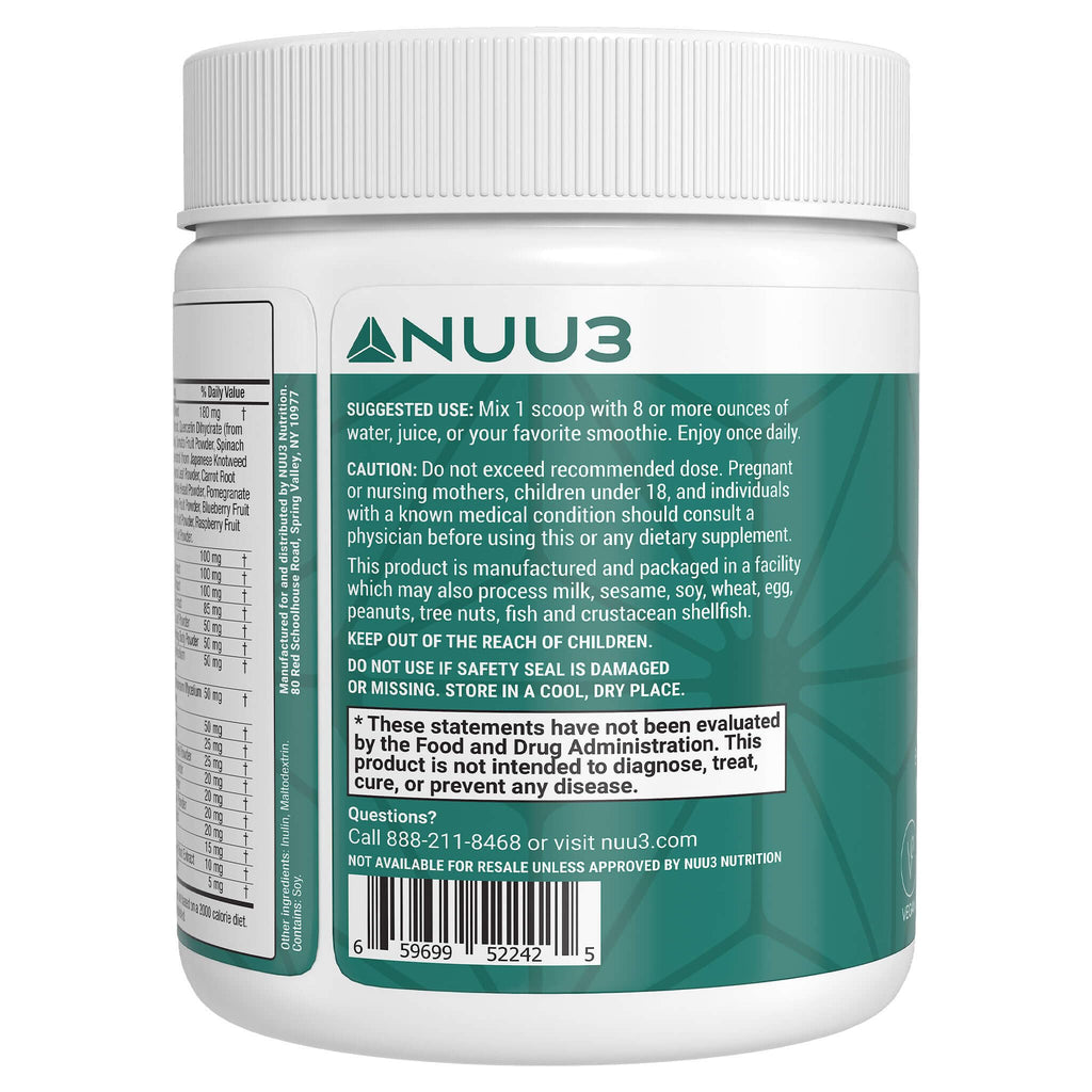 NUU3 Super Greens Superfoods + Probiotics - Immune Support, Improved Energy & Gut Health Digestive Enzymes - Boosts Immunity - 30 Servings (Unflavored)