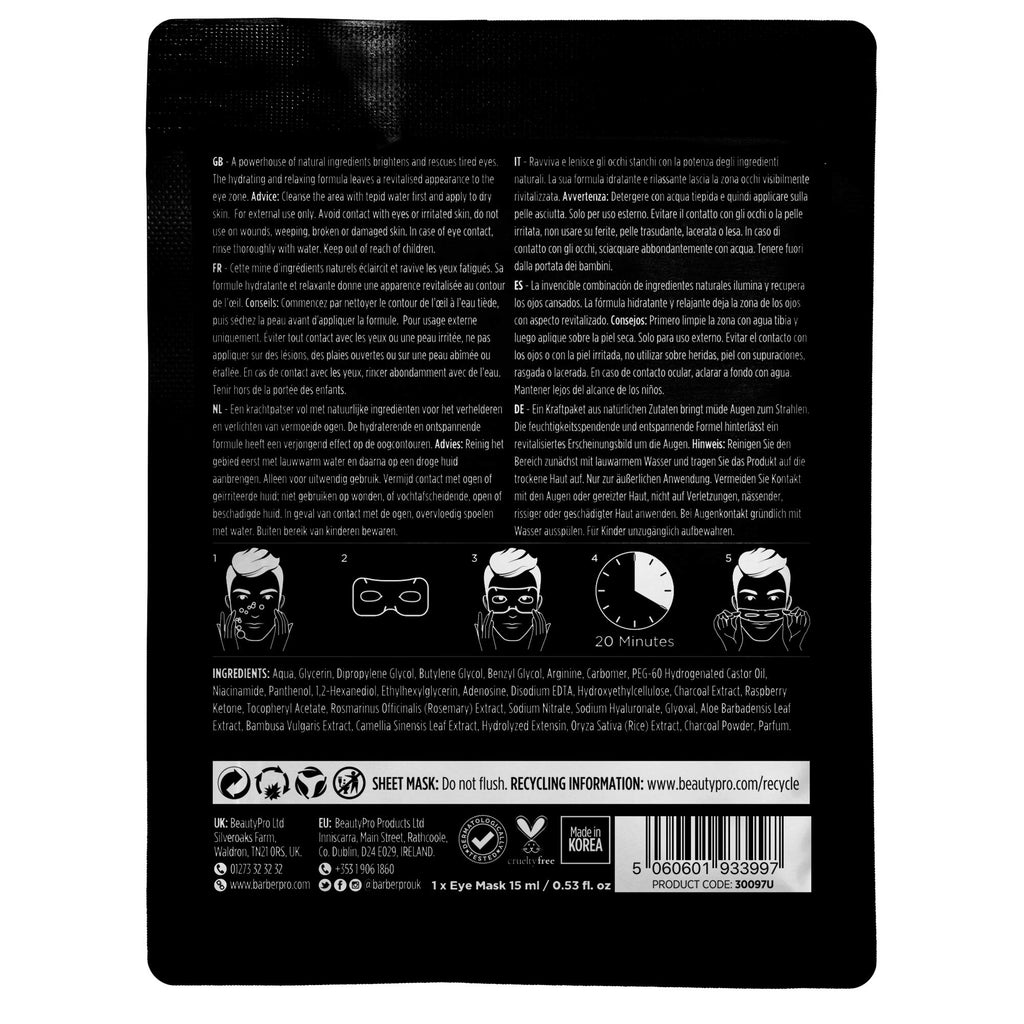 Barber Pro Super Eye Mask with Aloe Vera, Charcoal and Green Tea