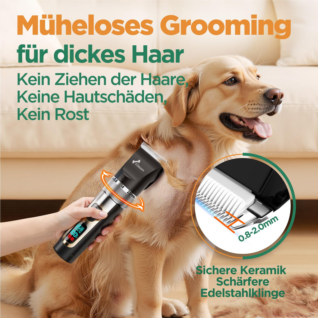 Gimars 4 in 1 Dog Grooming Clippers with Small Trimmer, 7000RPM High-Power 4-Speed Quiet Pet Shaver (≤55dB), Cordless Rechargeable Dog Hair Clippers for Thick Coats with Scissors, Comb & USB