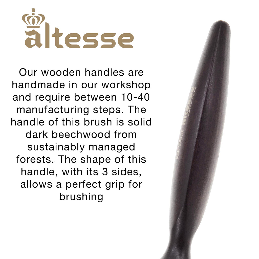 Altesse 1412P Boar Bristle Round Brush for Blow Drying (55mm) Large Dark Beechwood Handle with 12 Rows Boar Bristle Hair Brush Round Hair Brush for Women Long Hair of All Types. Handmade in France