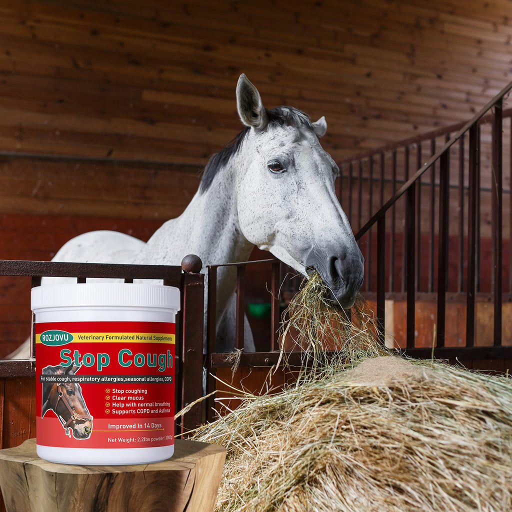 Stop Cough Horse Supplements Powder, Supports Horses with Stable Coughs, Respiratory Allergies, Free Seasonal Allergies, COPD, 2.2 lbs, 70 Day Supply
