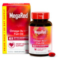 MegaRed Fish Oil 800mg Omega 3 Supplement with EPA & DHA, Supports Heart, Brain, Joint and Eye Health, No Fishy Aftertaste - 80 Softgels (80 Servings)