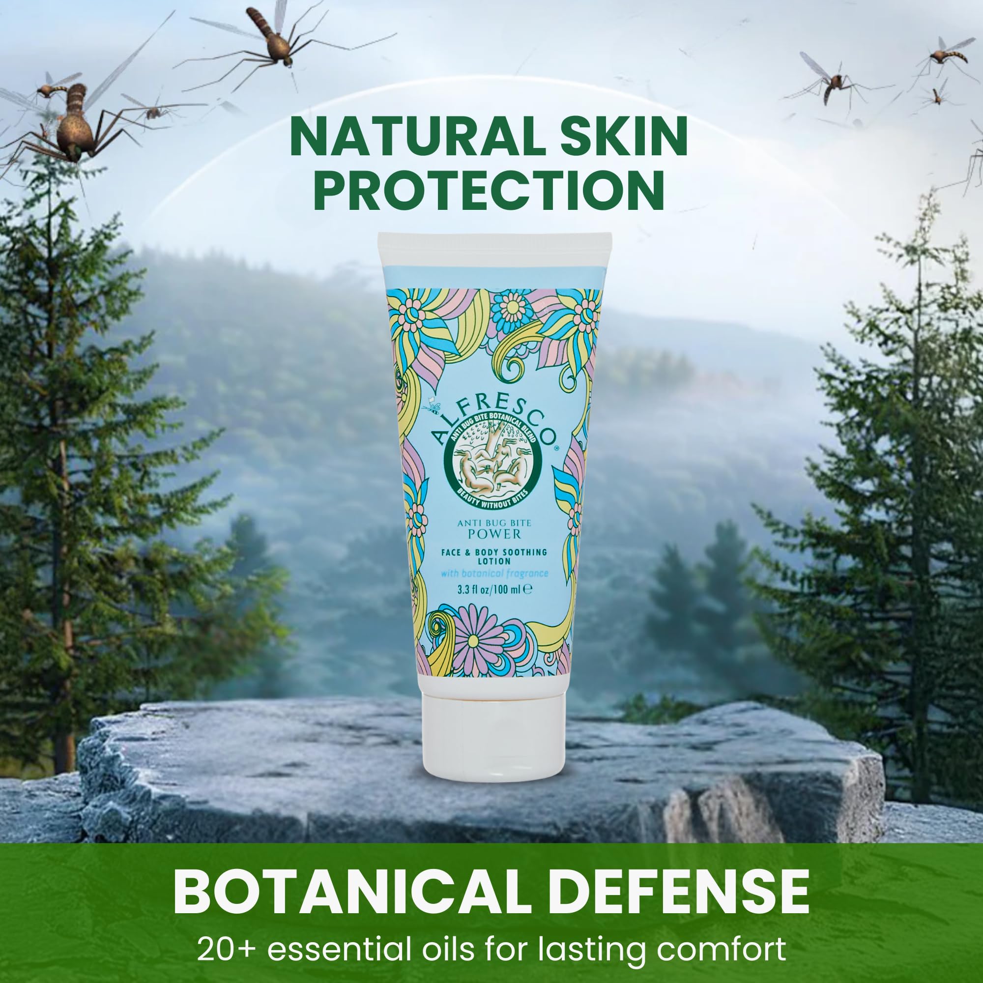 Alfresco Power Lotion 100ml – DEET-Free, Natural Insect Repellent with 20+ Essential Oils, Safe for Kids & Sensitive Skin