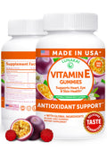 Lunakai USA Made Vitamin E 400 IU Gummies with Vitamin C 50mg, for Eye, Immune & Skin Support - d-Alpha-Tocopherol for Adults, Women & Men, Non-GMO Vegan, 60 Daily VIT E Gummies