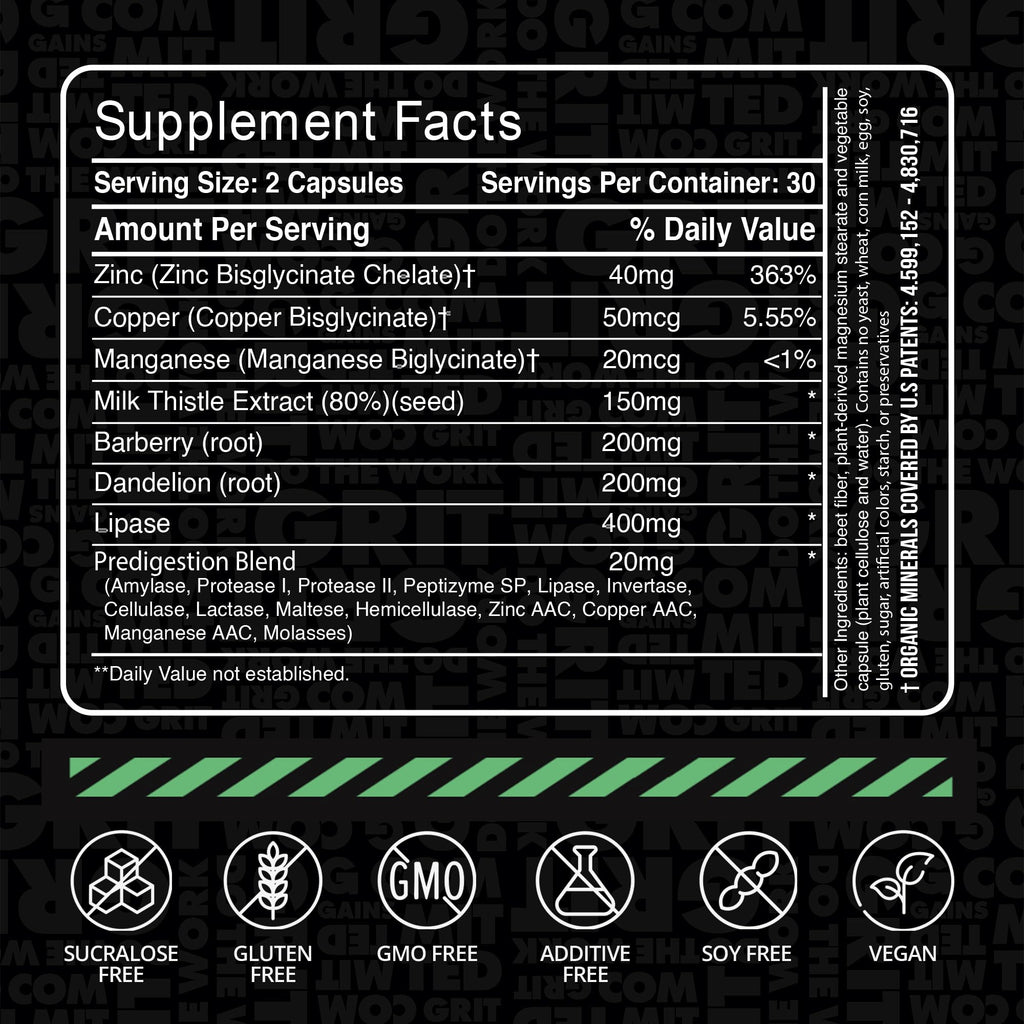 Gains in Bulk Liv Clean, Liver & Kidney Cleanse & Repair, Liver Support Supplement with Milk Thistle Extract, Dandelion Root, Digestive Enzymes, Organic Minerals and Nutrients, 60 Vegetarian Capsules