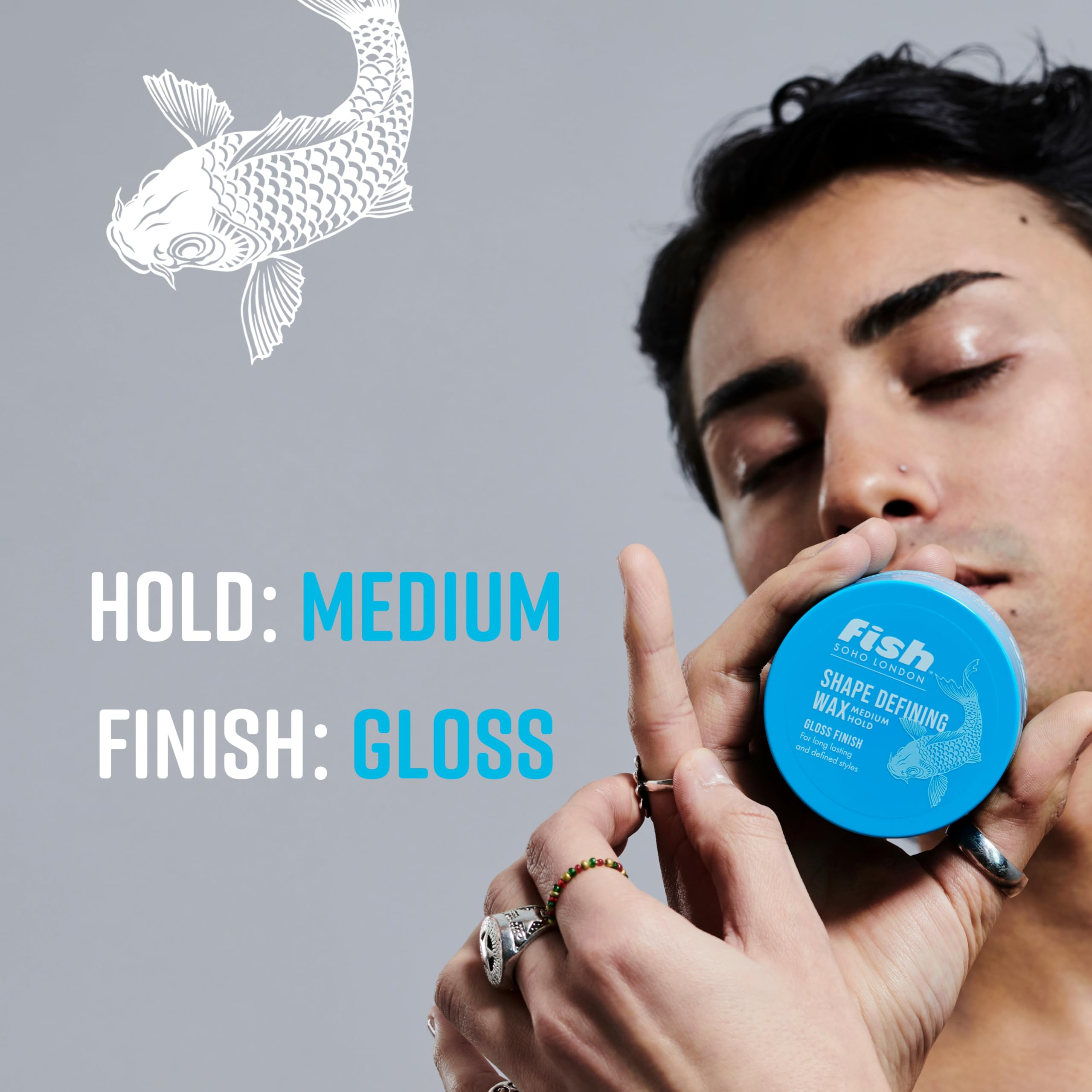 fish Original Shape Defining Hair Wax, Mens Hair Styling Product Suitable for Short & Medium Length Hair. Stylist & Barber Used, Medium hold, Gloss Finish, 100 ml