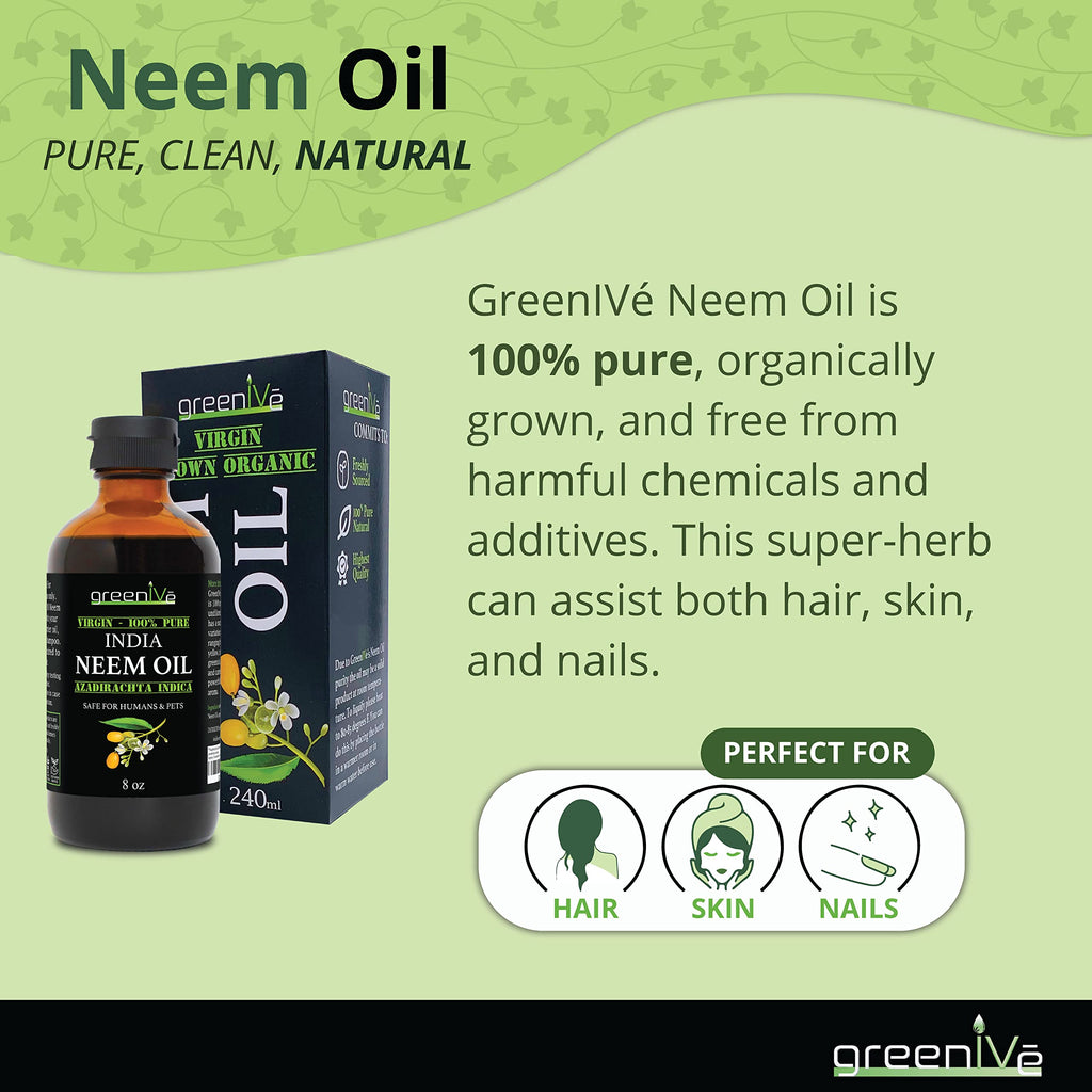 GreenIVe 100% Pure Neem Oil Bulk Size Cold Pressed Virgin Unrefined Hexane Free Natural Plant Based Non-GMO Hair & Skin Care - Nail Cuticle, Pet, Plant Care Gallon Bulk 128 fl oz 1 Gallon