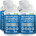 Methylated B Complex with Methylfolate and B12 Methylcobalamin 1000 mcg - Methylated Multivitamin for Energy, Brain Function, and Wellness - Vitamin B Complex for Men & Women (360 Servings, Pack of 4)