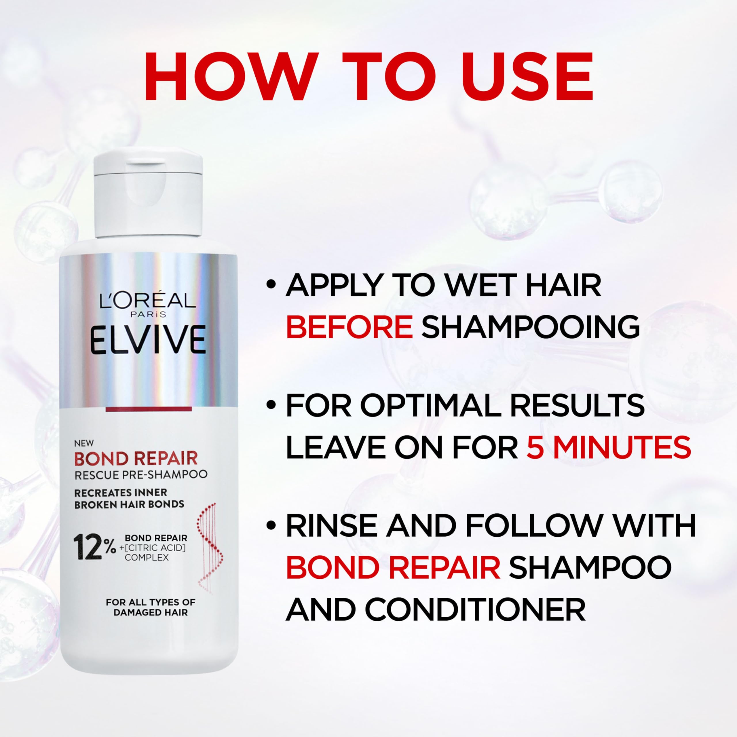 L'Oréal Paris Elvive Bond Repair Pre-Shampoo for Damaged Hair, 200ml