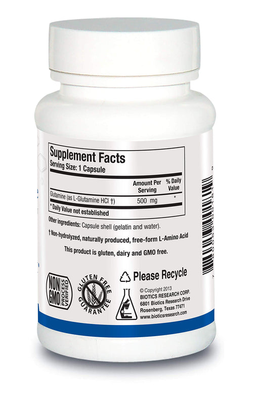 BIOTICS RESEARCH L Glutamine, Gastrointestinal Health, Gut Lining Support, Optimal Muscle Support, Lean Muscle, Antioxidant Activity, Free Form Amino Acid. 180 Capsules