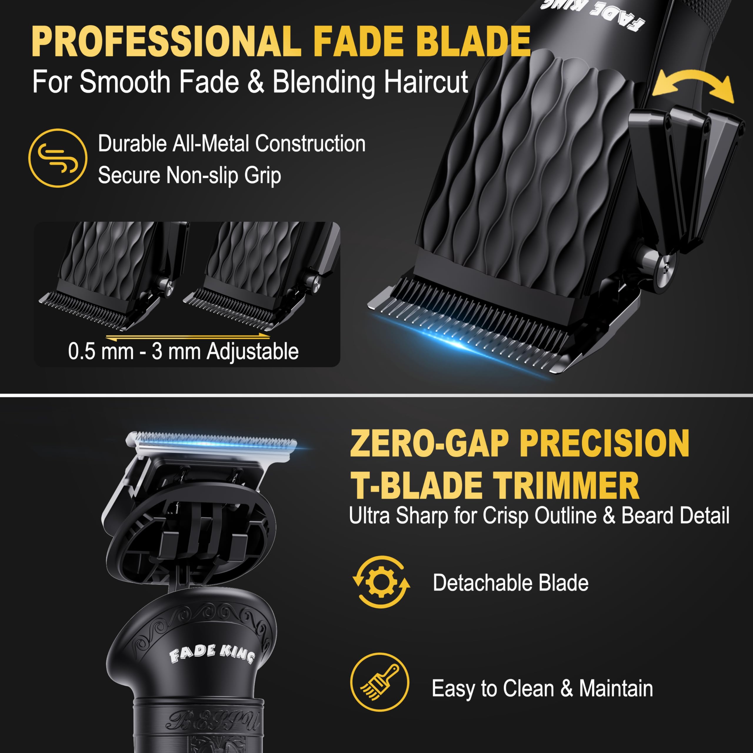 FADEKING® Professional Hair Clippers for Men - Cordless Beard Trimmer & Nose Hair Trimmer Set, All-in-One Mens Grooming Kit with Foil Shaver - Fathers Day Gift for Dad Men Husband