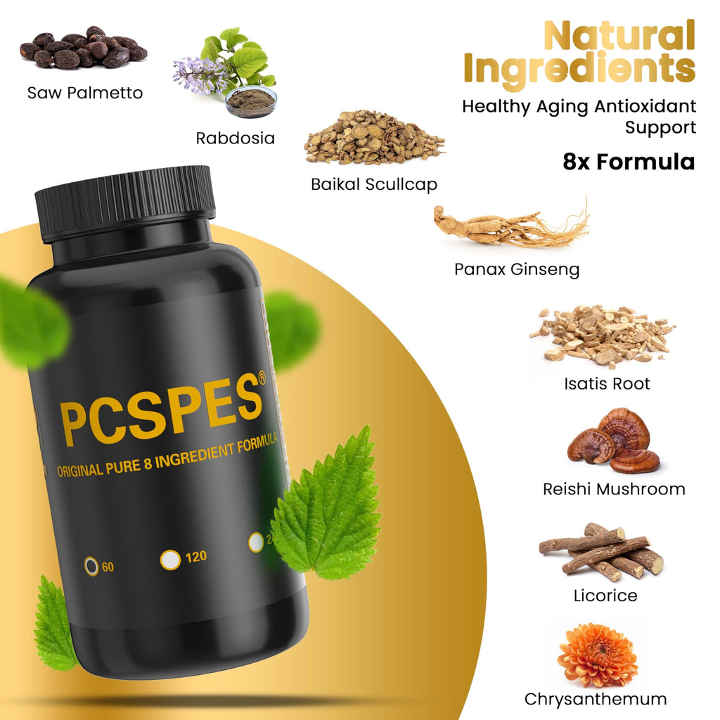 PCSPES - Prostate Supplements for Men - Lower PSA Levels Naturally with Saw Palmetto & 7 Pure Herbs - Bladder Control Supplements & Reduce Nighttime Urination 60 Count