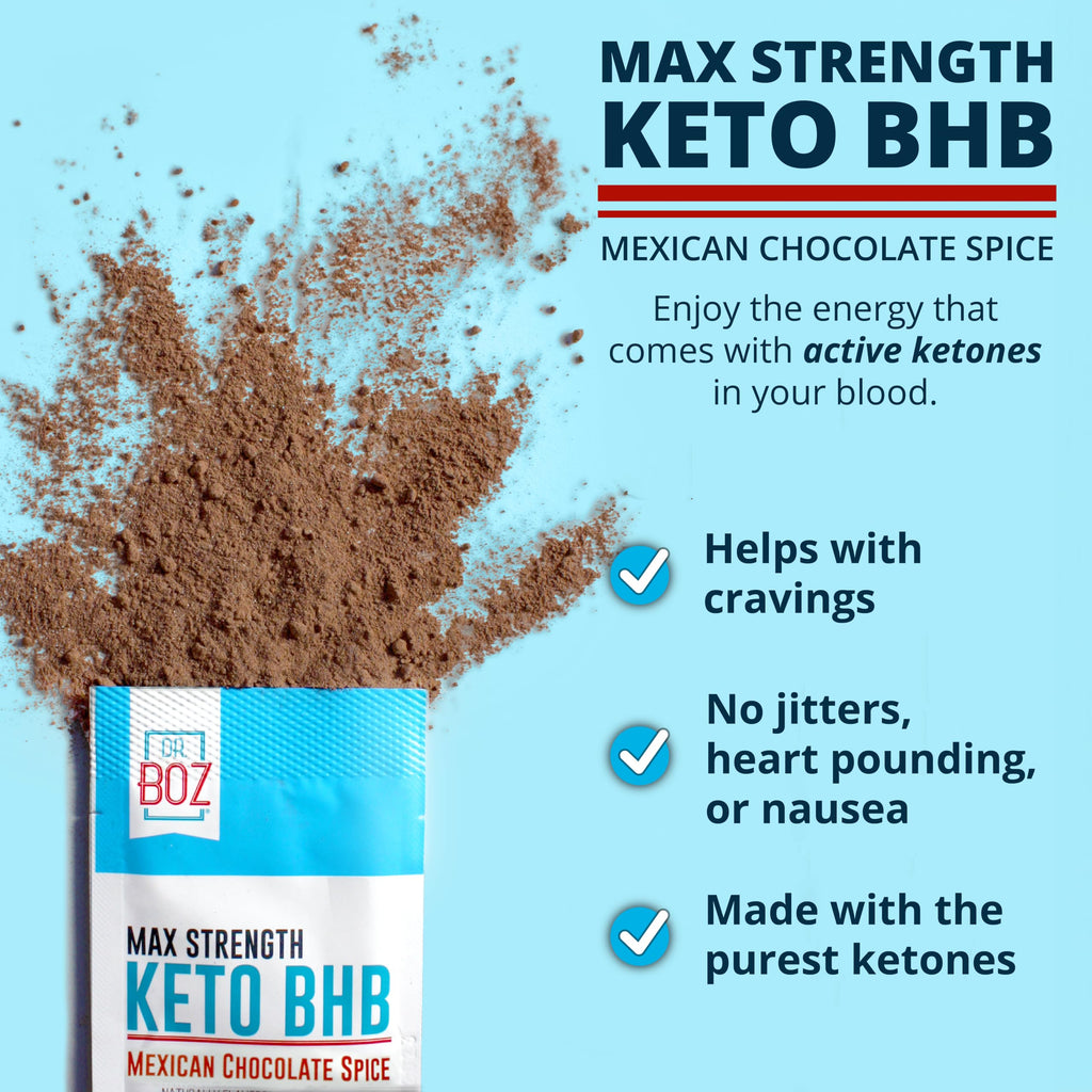 Dr. Boz Keto BHB Powder, Mexican Chocolate Spice Exogenous Ketones, 20 Ct