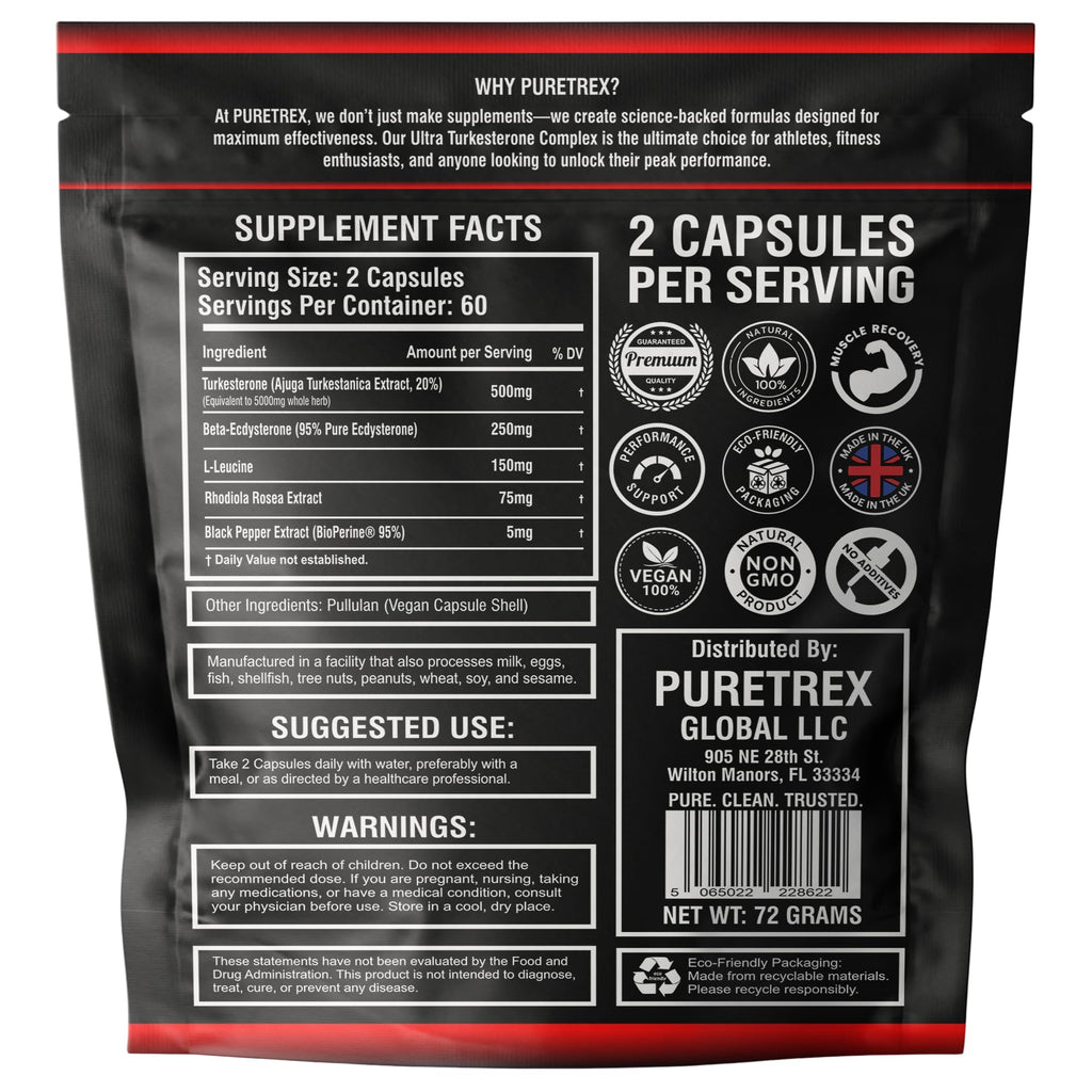 Turkesterone Ultra Complex 5000mg Vegan Capsules, 120 Capsules