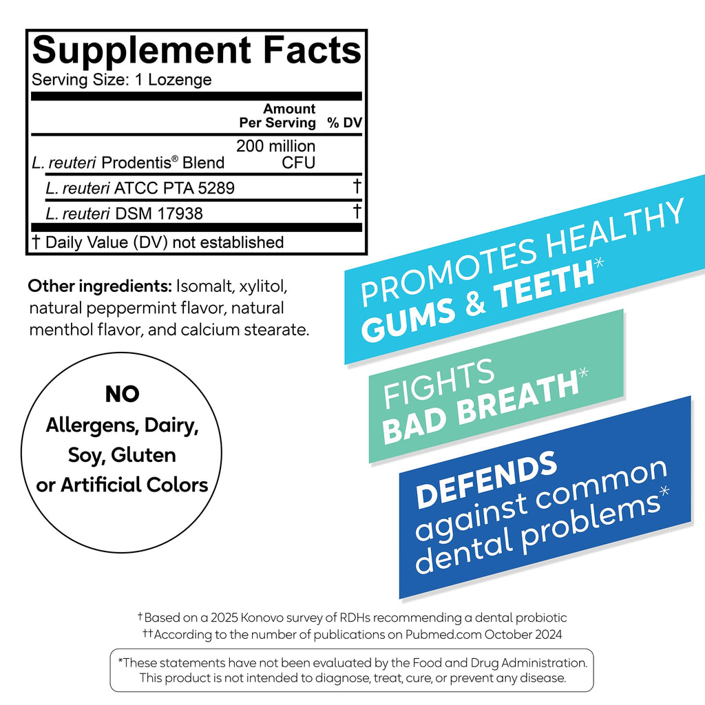 BioGaia Prodentis 3-Pack | Dental Probiotic Lozenges | Promote Healthy Gums & Teeth | Defend Against Dental Problems | Replenish Oral Microbiome | Improve Oral Health | Mint Flavor | 90 Day Supply