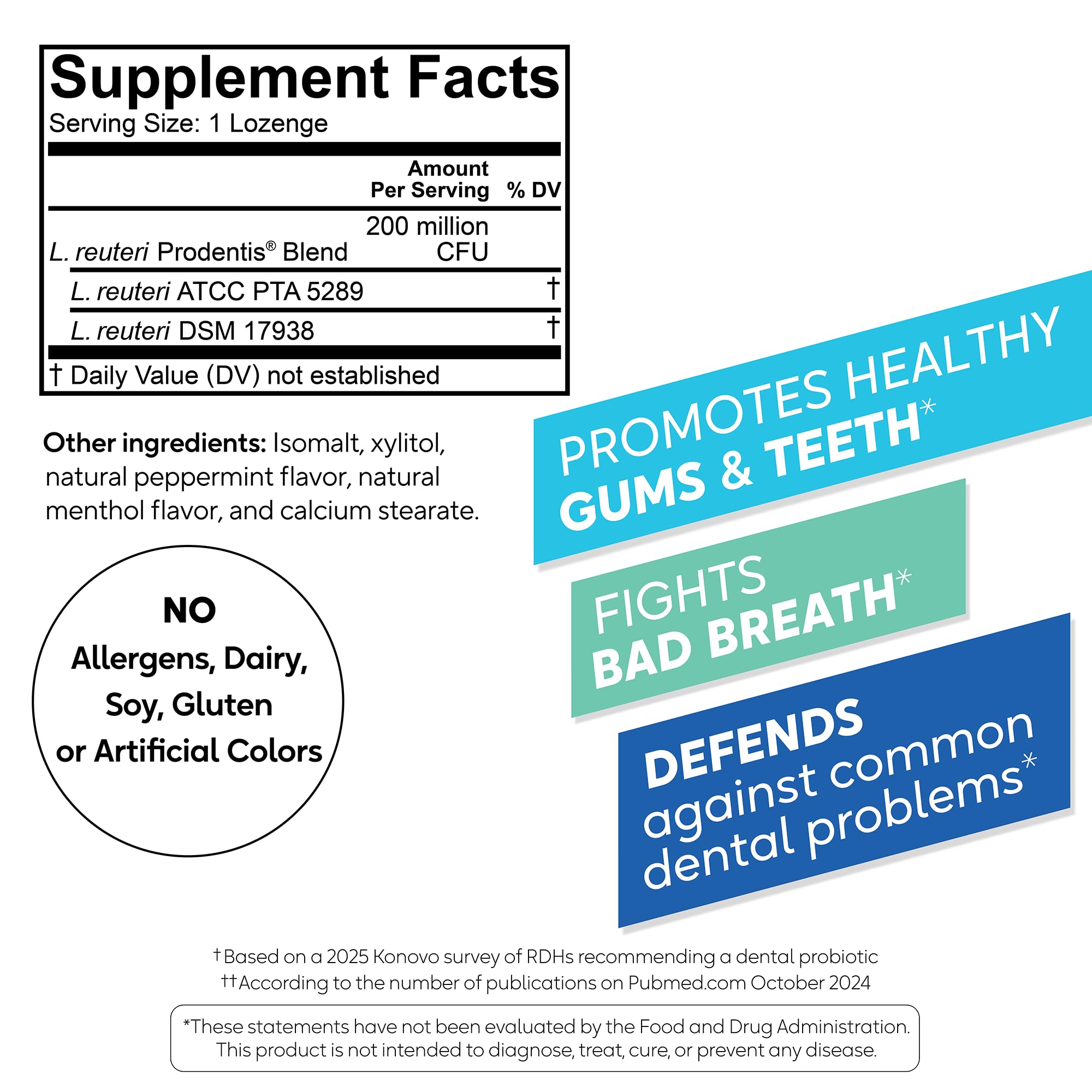 BioGaia Prodentis 3-Pack | Dental Probiotic Lozenges | Promote Healthy Gums & Teeth | Defend Against Dental Problems | Replenish Oral Microbiome | Improve Oral Health | Mint Flavor | 90 Day Supply