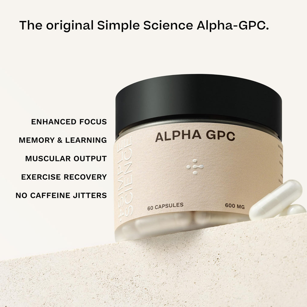 Simple Science Alpha GPC 600mg in One Capsule | 60 Capsules = 60 True Servings | Lab Tested Choline Supplement | Nootropic for Focus, Memory and Cognitive Function | Made in the UK
