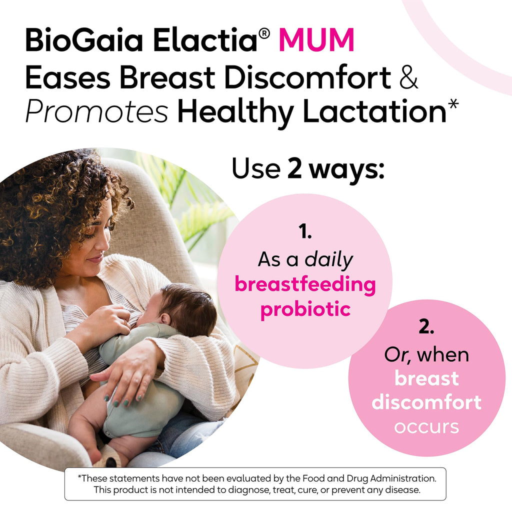 BioGaia Elactia Breastfeeding Probiotic | Lactation Supplements | Newborn Essentials and Probiotics for Both Mom & Baby | Daily Supplement for Healthy Lactation | 30 Count | Breastfeed Happy