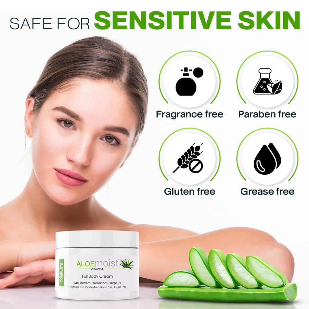Organic Aloe Vera Face Cream & Body Moisturizing Cream, Natural Aloe Vera Lotion with Vitamin E Oil, Vitamin C, Retinol Cream, Shea Butter – Anti Aging Face Moisturizer for Women, Dry Skin (8 oz)