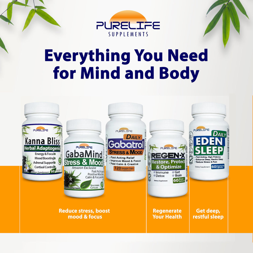 PureLife Supplements - Eden Daily Sleep [NEW GABA Free Formula] – Fall Asleep Faster, Relax Your Body, Promote Deep and Restful Sleep (60 Vegan Capsules)