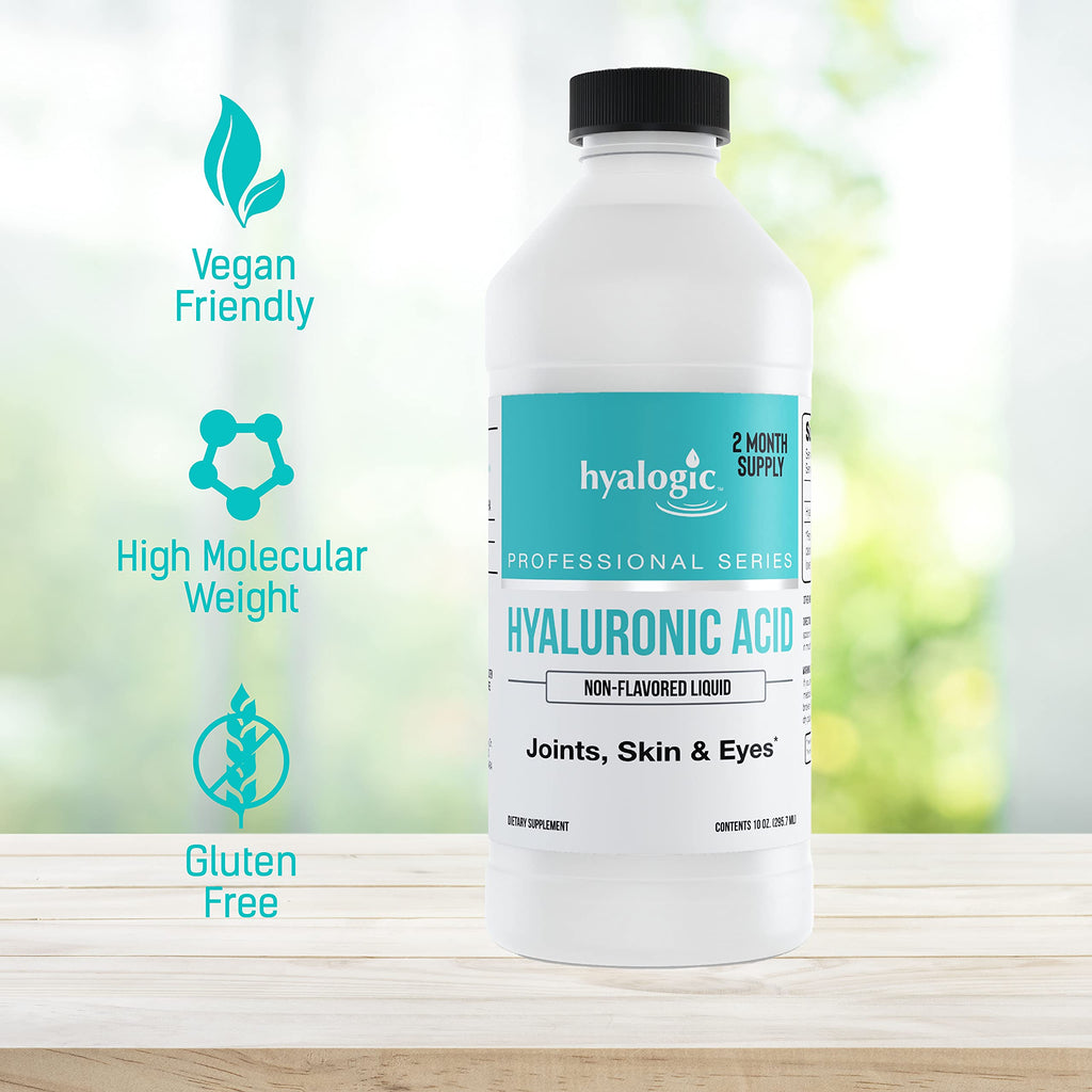 Hyalogic Hyaluronic Acid Liquid Supplement - 50mg High Molecular Weight Hyaluronic Acid for Joints, Advanced Joint Support, Vegan Oral Hydration Formula, 10 oz